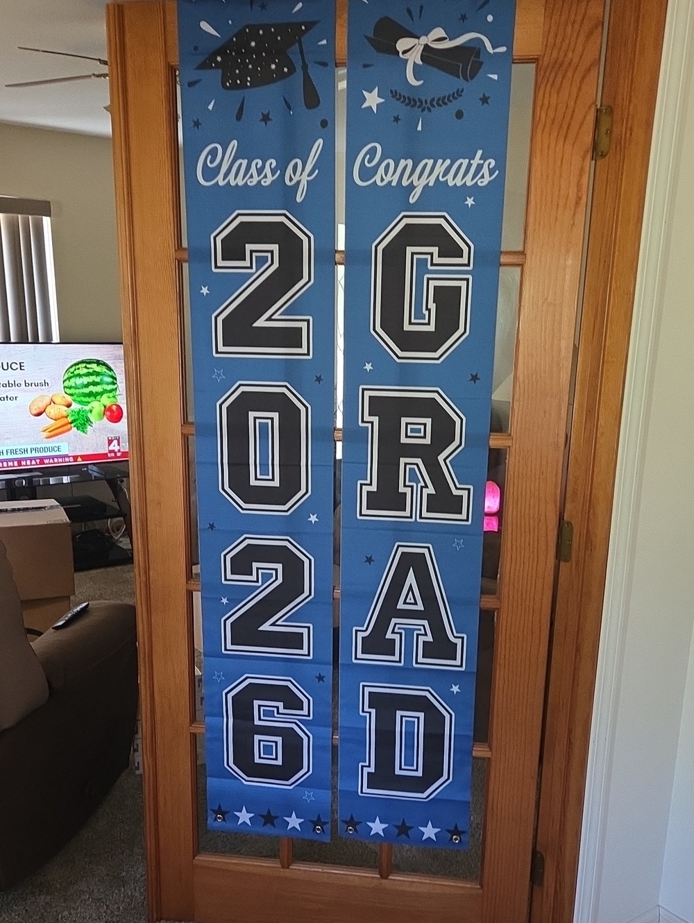 Blue "Class of 2026 Congrats" Graduation  Banner - Unbranded